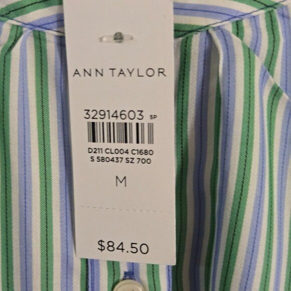 Ann Taylor NWT Pinstripe Button Front Top Color Classi Spring 2022  Size M - Picture 6 of 9